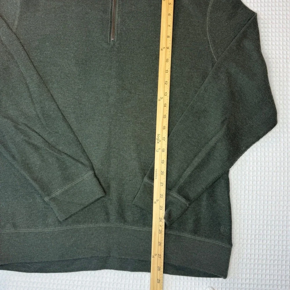 Banana Republic Mens Large Olive Green‎ Ribbed Quarter Zip Pullover Sweater L